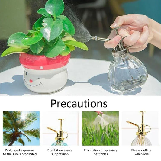Vintage Glas Gießkanne mit Luftdruck-Spray für Garten und Haushalt