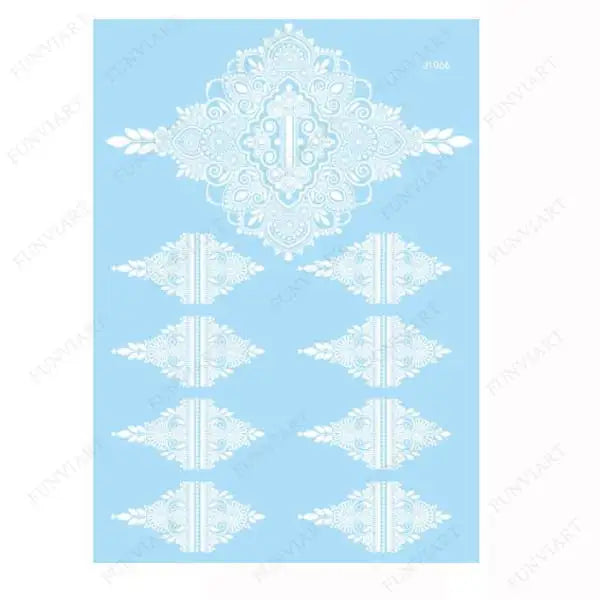 Weiße Henna Temporäre Tattoos für Frauen Hand Mehndi Party Körperkunst