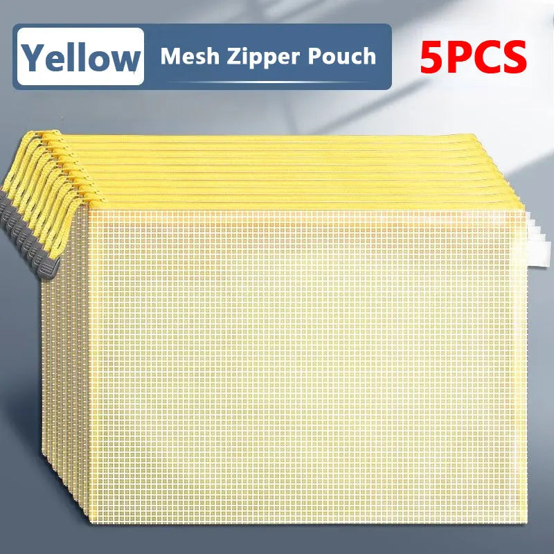 5er Set mehrfarbige Mesh Organizer Taschen mit Reißverschluss für Büro und Schule
