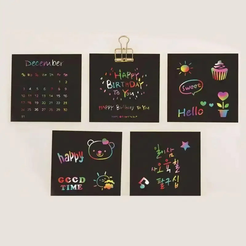 Magische Kratzbilder 100 Blatt – Regenbogen Mini Art Notes DIY Party Zubehör