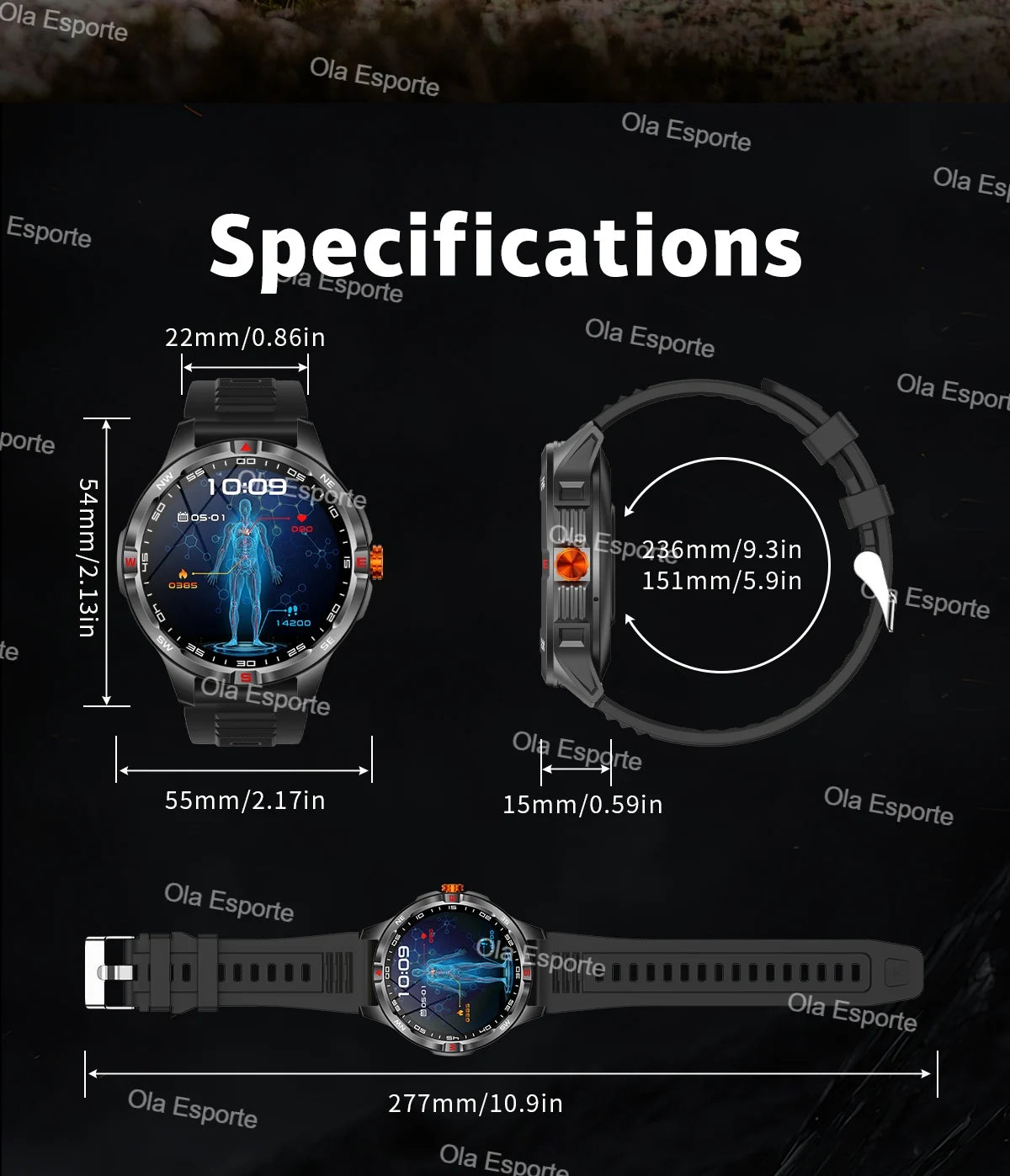 Sportliche Smartwatch mit Herzfrequenz und Gesundheitsüberwachung