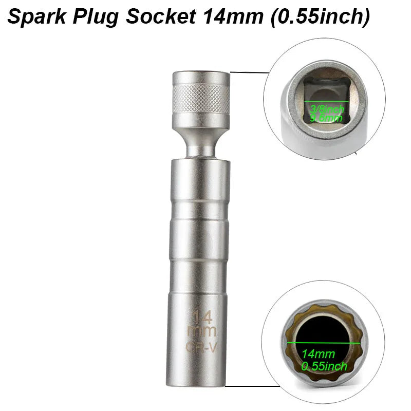 Magnetischer 14mm 16mm Zündkerzen-Steckschlüssel mit 360° Drehfunktion