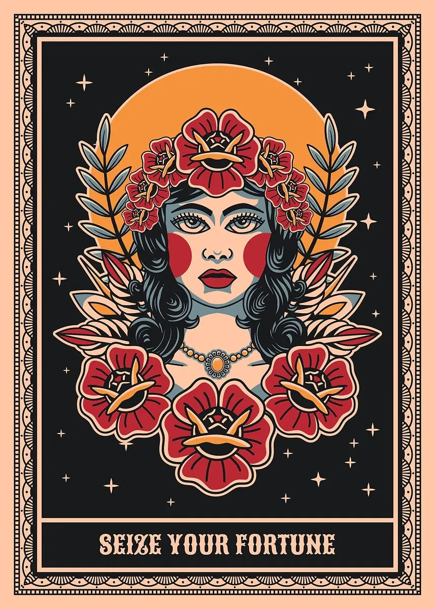 Buntes Poster mit abstrakten Blumenmustern für moderne Wandgestaltung