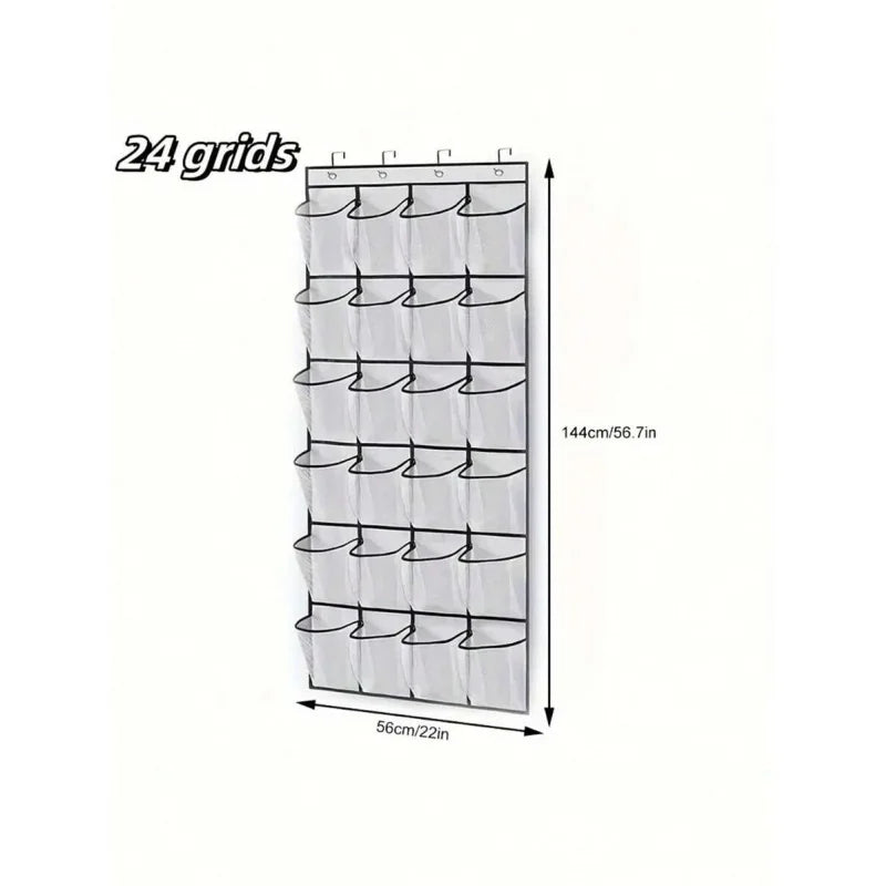 Wandmontierter Schuh Organizer mit 24 Fächern aus Stoff