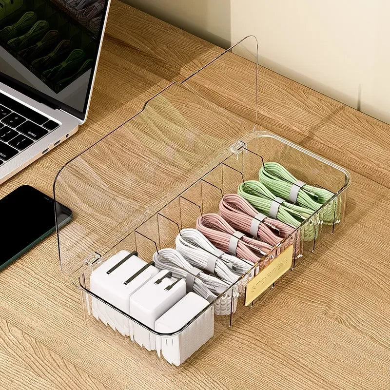 Kabel Organizer Box Reise Zuhause – 7 Fächer für Daten Ladegerät Speicher