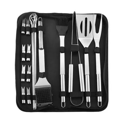 Robustes Edelstahl-Ofenset mit 9-12 Grillwerkzeugen - Tragetasche – Perfekt fürs Outdoor-Grillen