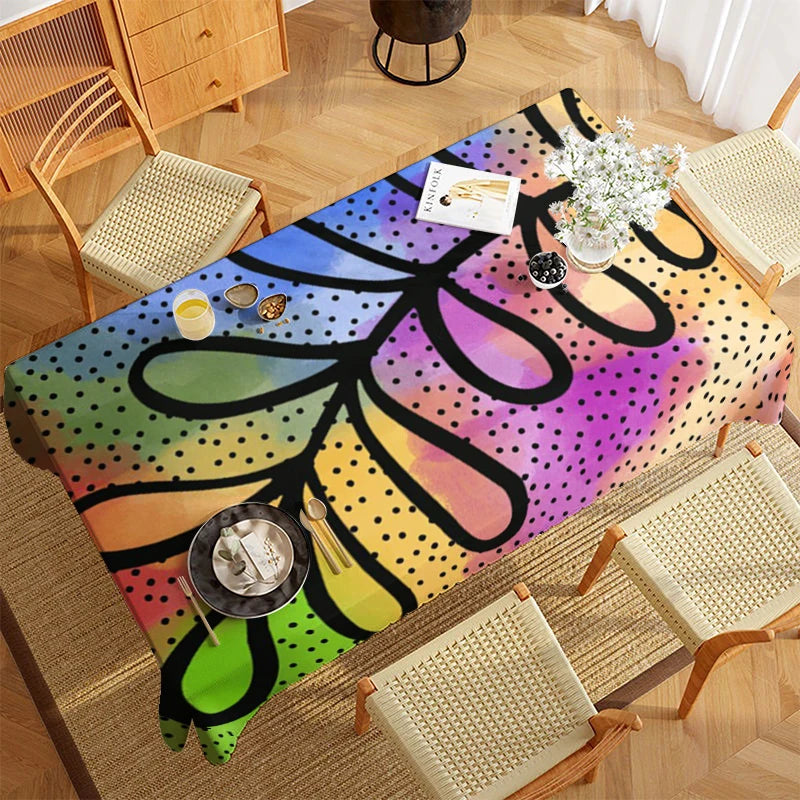 Abstrakte rechteckige Tischdecke aus Polyester wasserabweisend