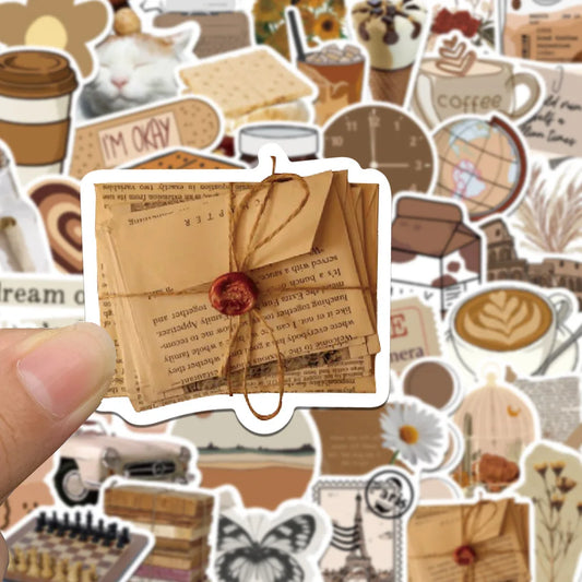 50-180 Stück vintage Stil Papieraufkleber für Scrapbooking und Dekoration