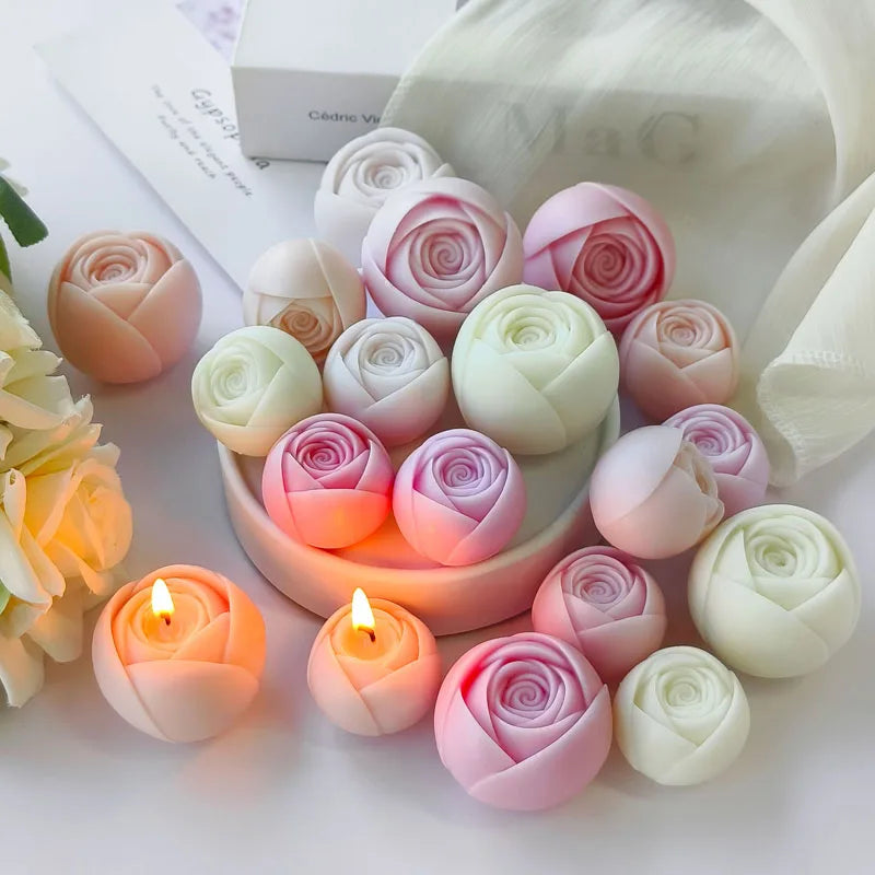 3D Rose Ball Silikonform für Kerzen, Eiswürfel, Seife und Kuchen-Yabubest - Home & More