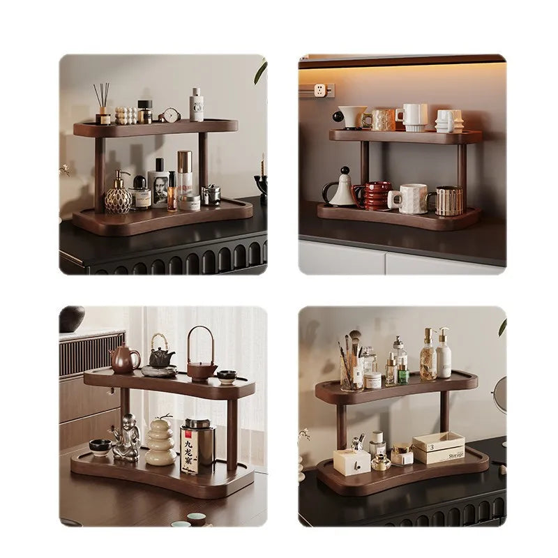 Praktischer Kosmetik Organizer aus Holz für Schreibtisch und Schminktisch
