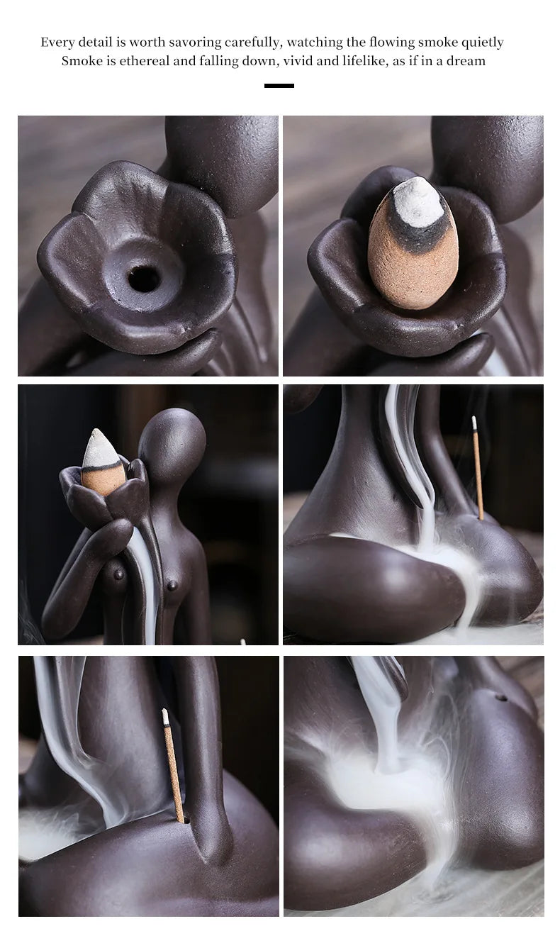 Lila Ton Rückfluss Weihrauchbrenner mit Wasserfall Effekt