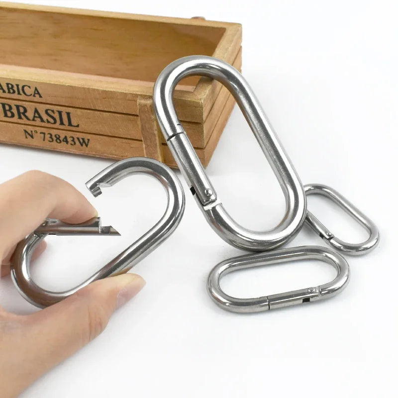 Edelstahl Federspulenschnalle Karabiner Ringhaken Schlüsselanhänger Clip
