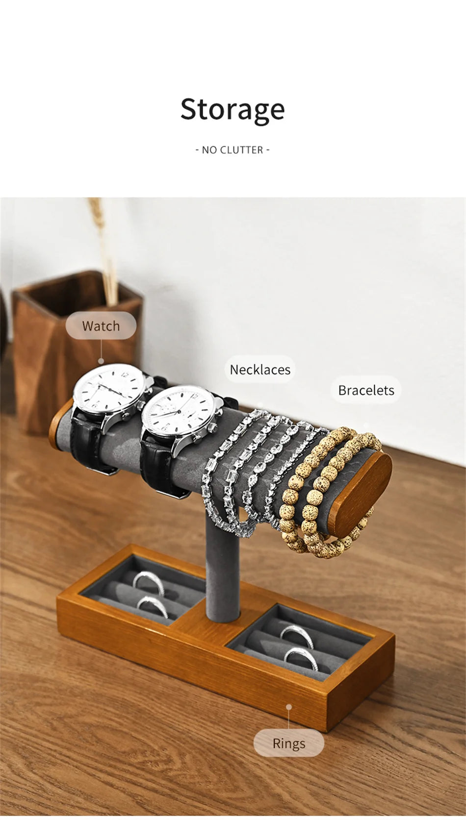 Eleganter Schmuckorganizer aus Holz mit vielseitigem Stauraum