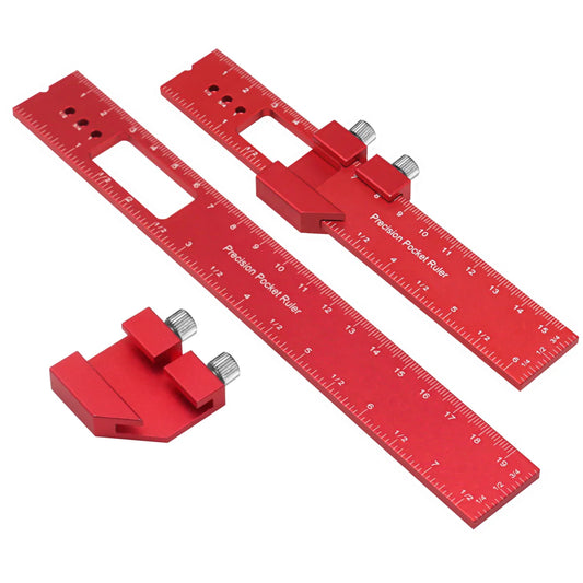 Präzises Aluminium-Taschenlineal mit Schiebeanschlag - Winkelfunktion 160-300mm