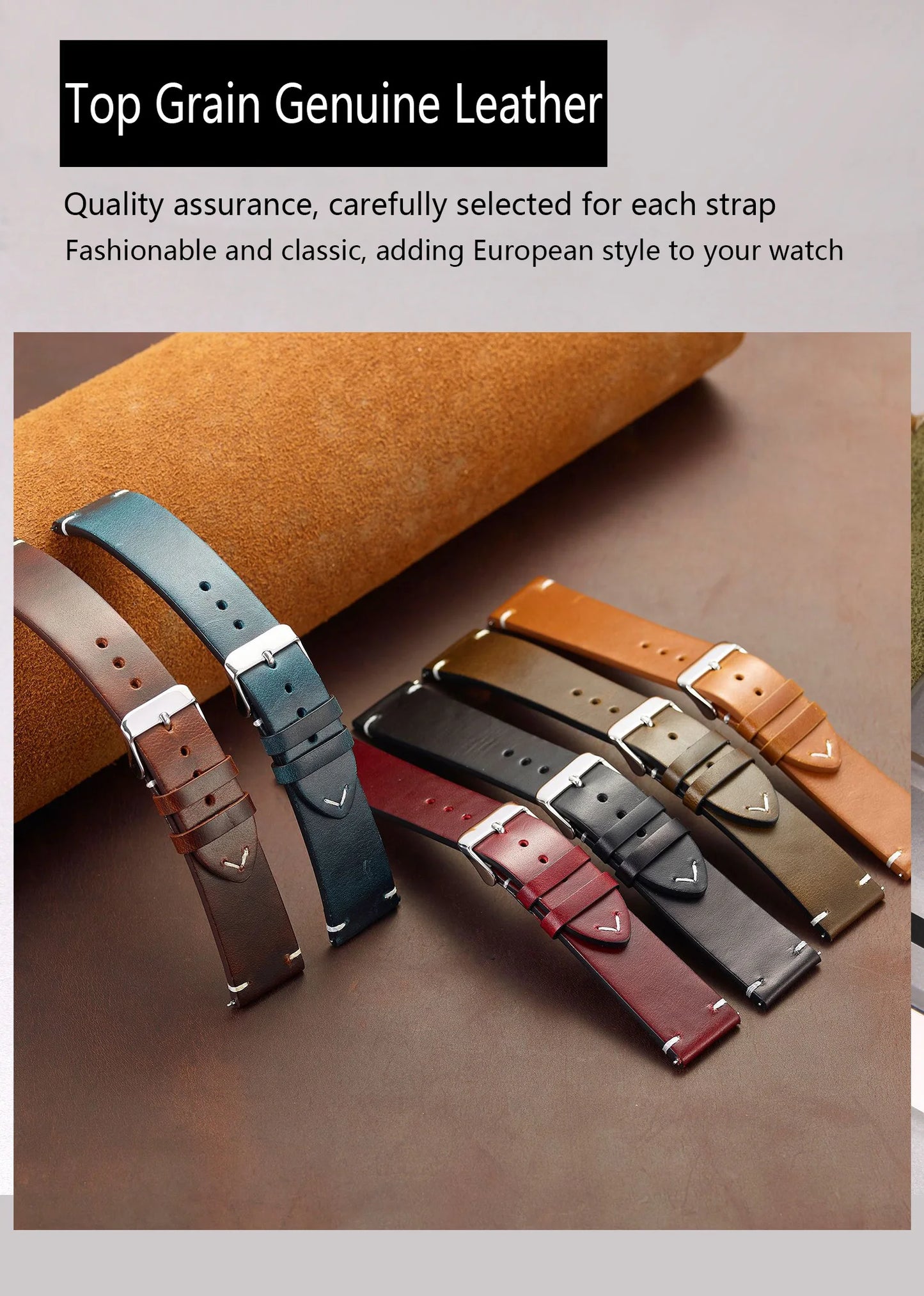 Wachs Uhrenarmband aus echtem Leder mit Schnellverschluss 18 bis-Yabubest - Home & More