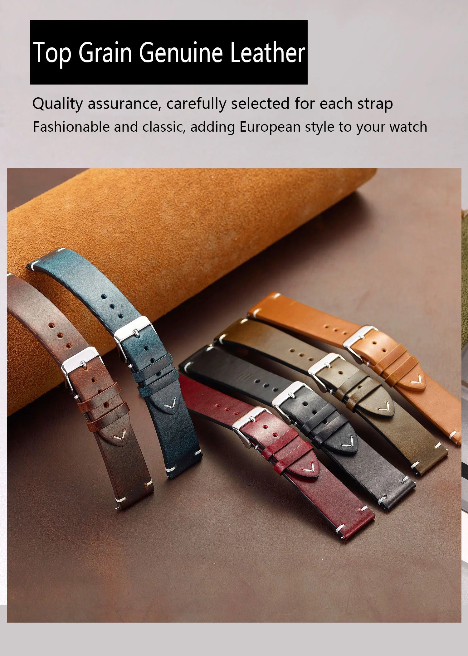 Wachs Uhrenarmband aus echtem Leder mit Schnellverschluss 18 bis-Yabubest - Home & More