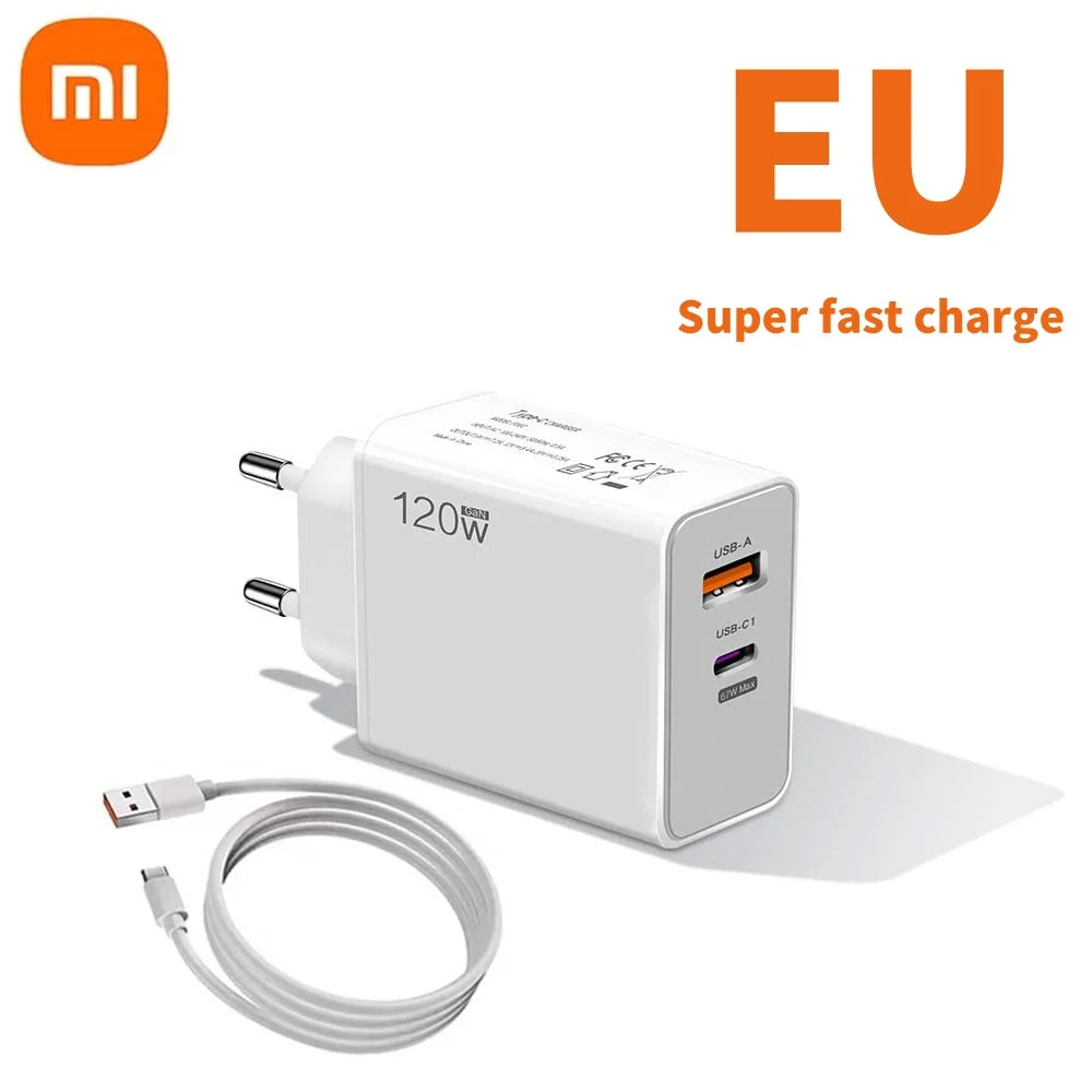120W Turbo Schnelllade Wandadapter mit USB Typ C Kabel 6A