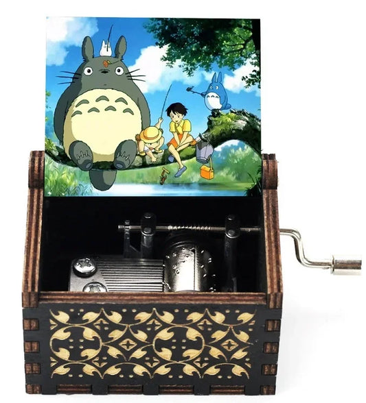 Bemalte Holz-Spieluhr mit Handkurbel Luxuriöses Totoro Musikgeschenk
