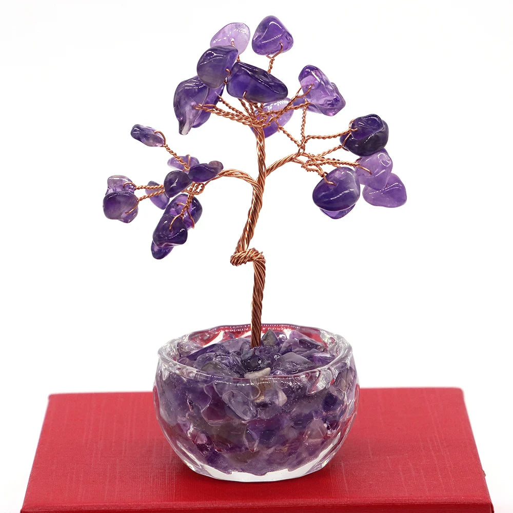7-Chakren Lebensbaum Deko: Naturkristall Feng Shui Ornament für Heim Büro