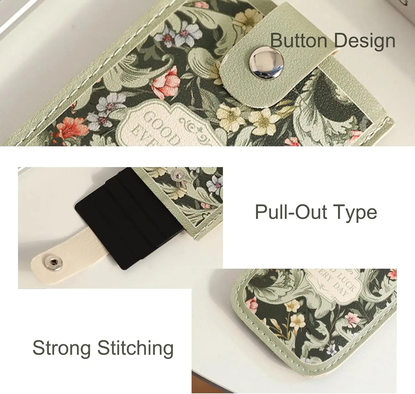 Kartenetui mit Vintage-Blumenmuster und mehreren Fächern für Damen