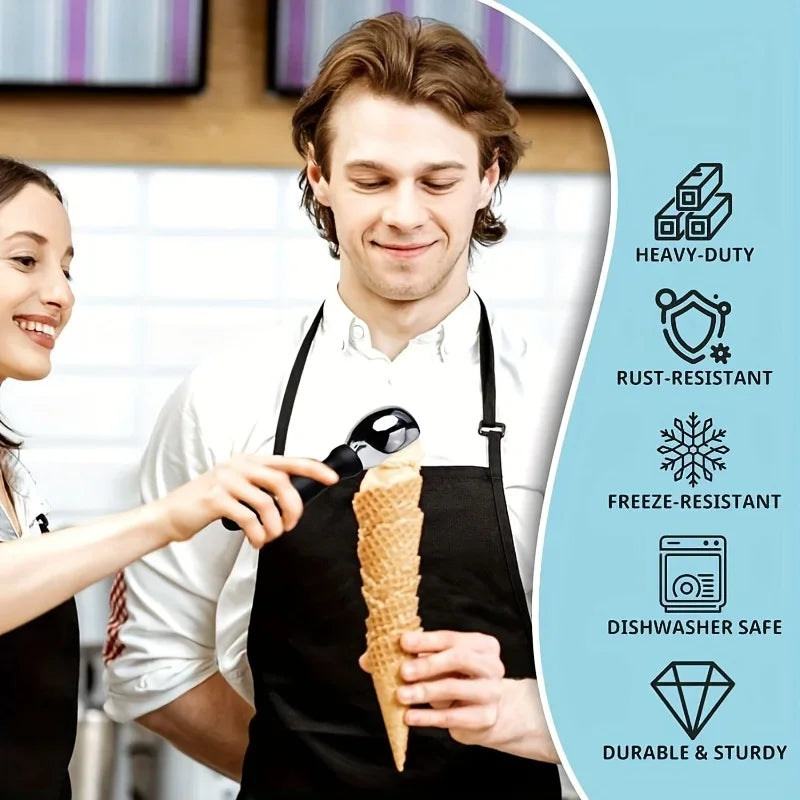 Eisschaufel Edelstahl groß mit ergonomischem Griff für Gelato Sorbet Melone