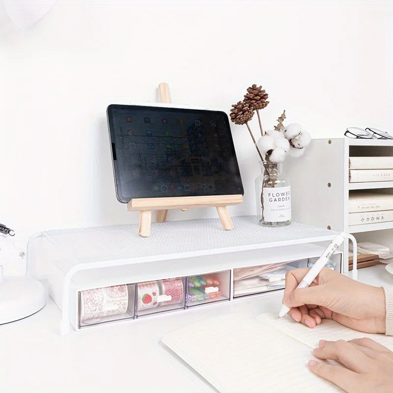 Monitorständer Schreibtisch-Organizer für Laptop Büro weiß platzsparend