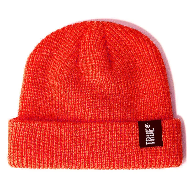 Kurze Unisex Beanie Mütze Gestrickt Winterhut Mit Brief Muster