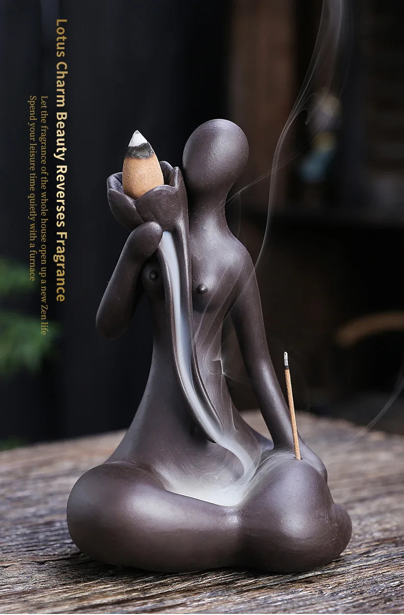 Lila Ton Rückfluss Weihrauchbrenner mit Wasserfall Effekt