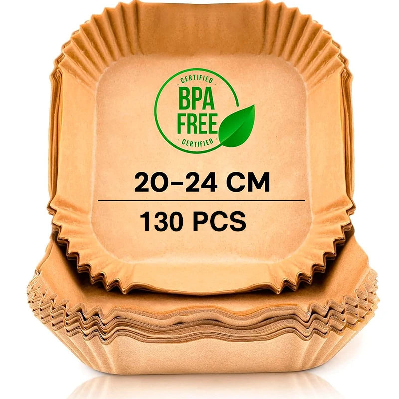 Einweg Luftfritteusenpapier XXL quadratisch 20x23 cm für Airfryer Tablett