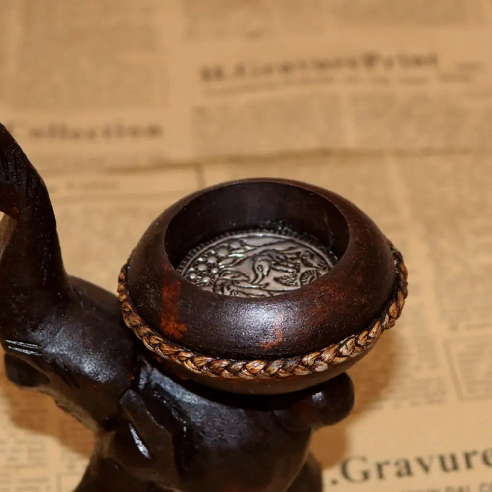 Holz Elefant Halter fuer Kerzen und Teelichter Wohnkultur Indoor