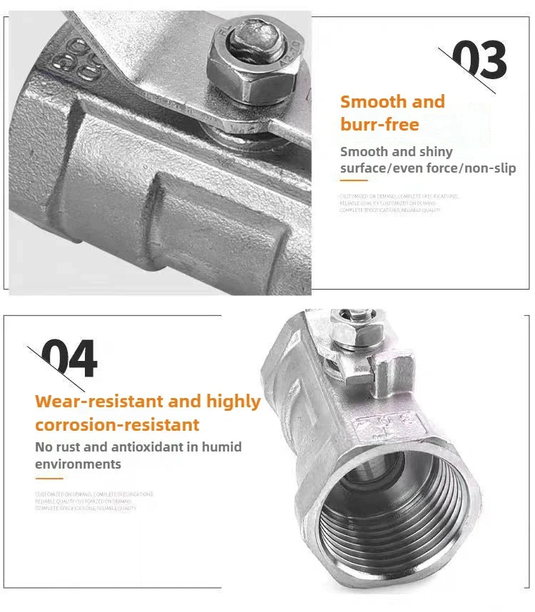 Robuste Edelstahlkugel für Ventile mit Vinylgriff und BSP-Gewinde