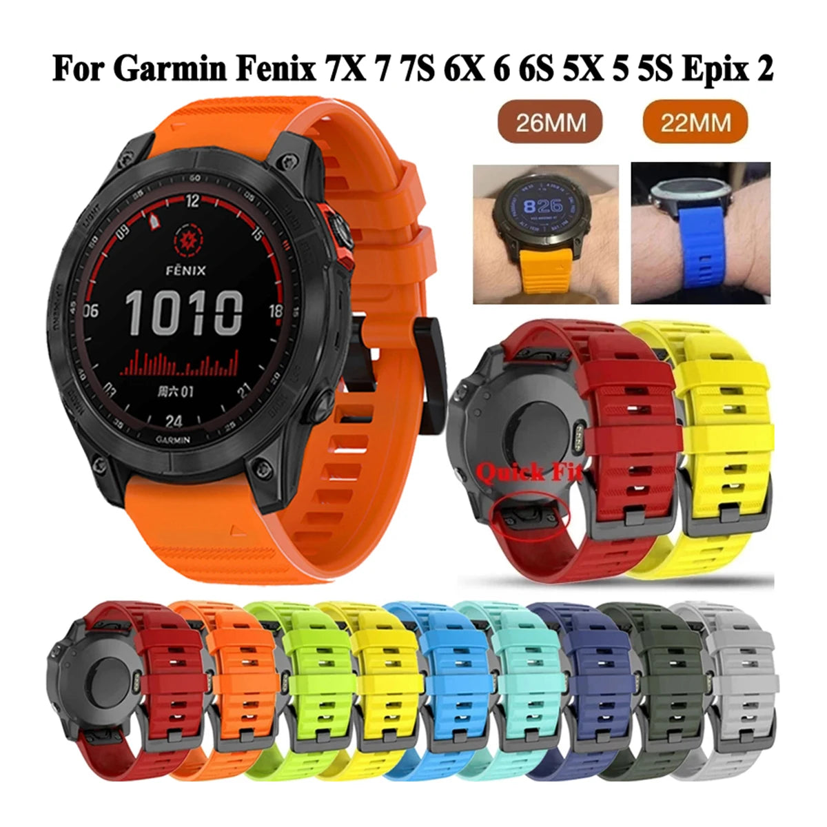 Silikon QuickFit Armband 22/26mm für sportliche Smartwatch-Nutzer