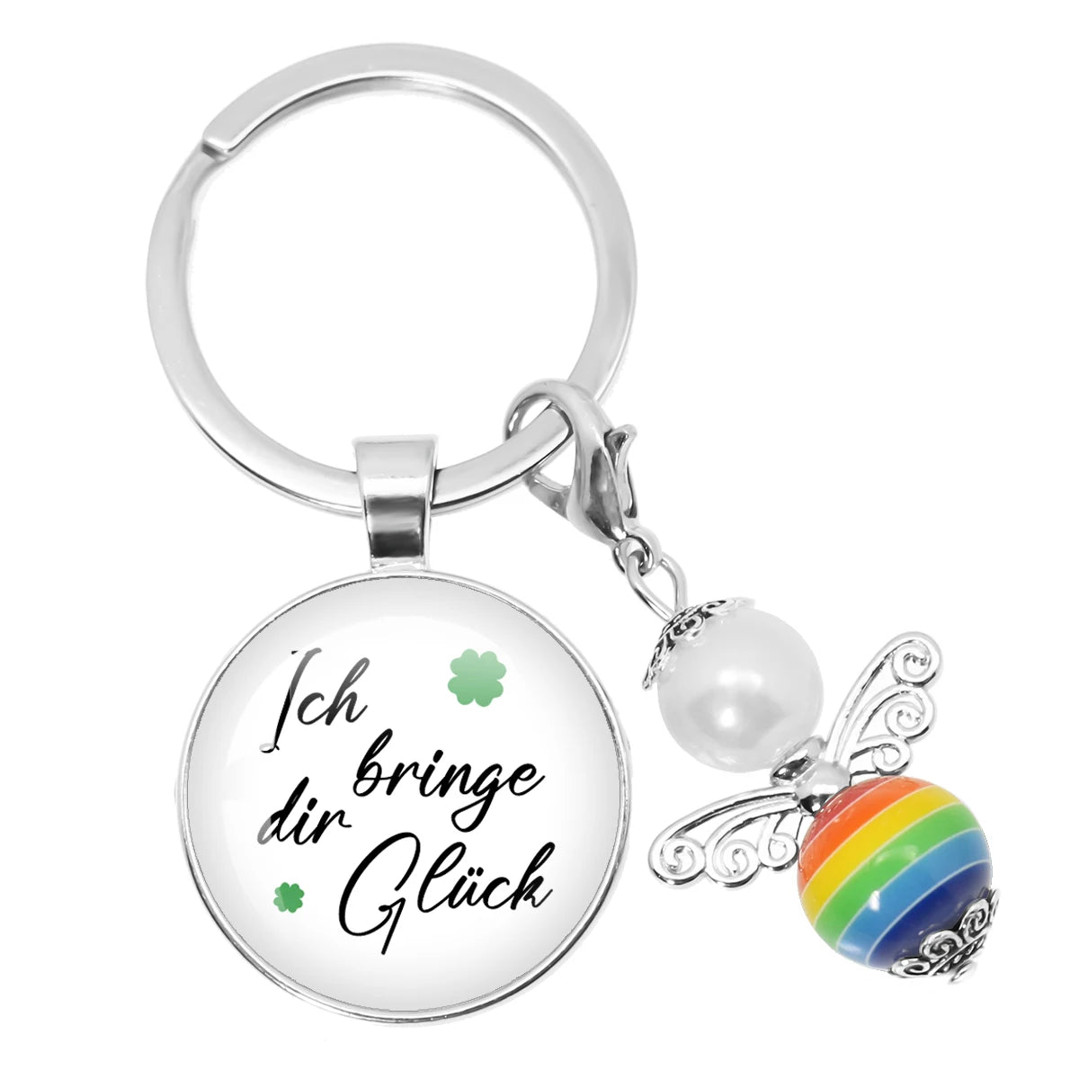 Glücksbringer Schlüsselanhänger mit vierblättrigem Kleeblatt Design