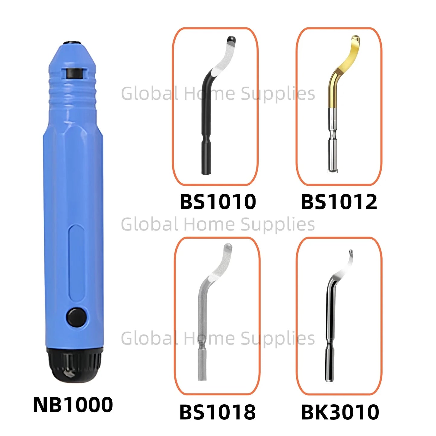 Entgratungswerkzeug mit 1 Griff und 4 Klingen aus Schnellarbeitsstahl