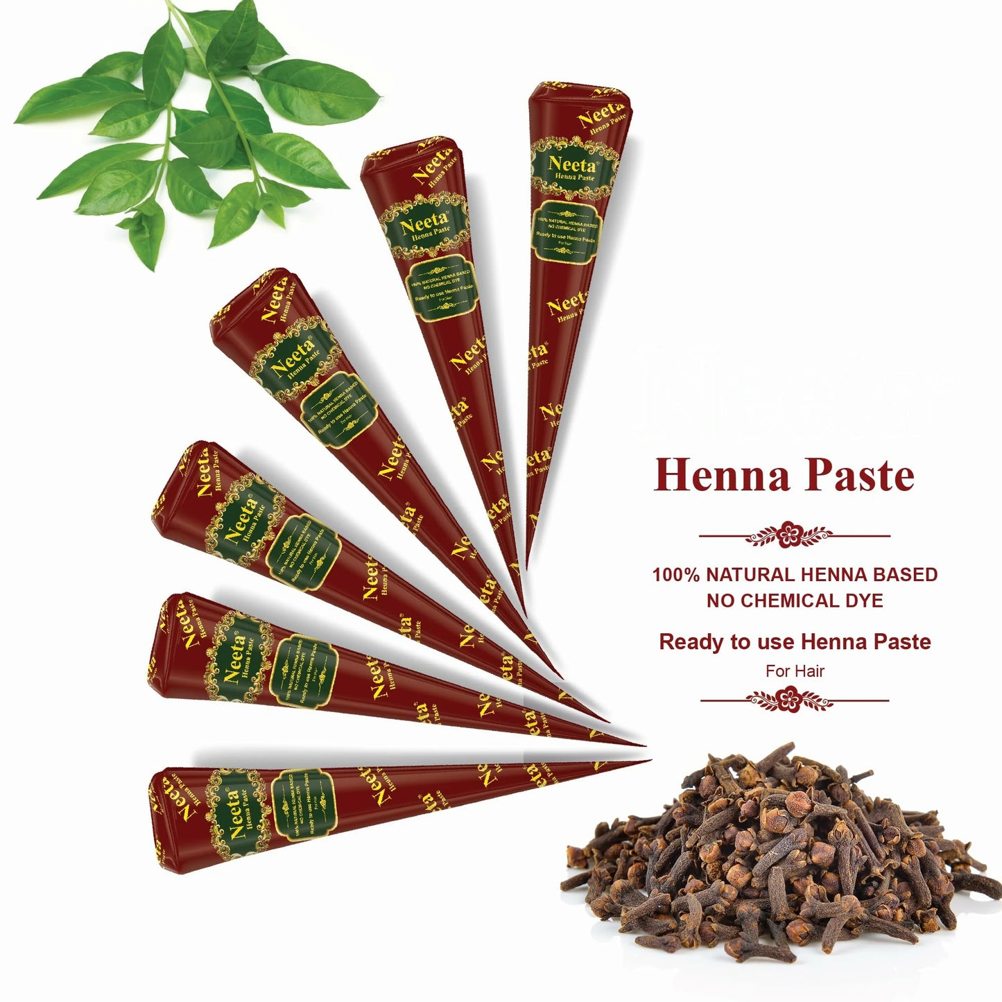 Natürliche Bio Henna Creme für temporäre Tattoos im 4er Set