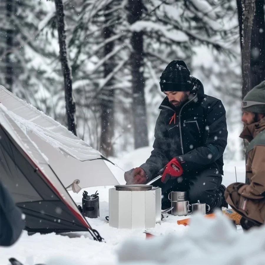 Faltbare Aluminium Herd-Windschutzscheibe für Campingöfen Outdoor 9/10/12