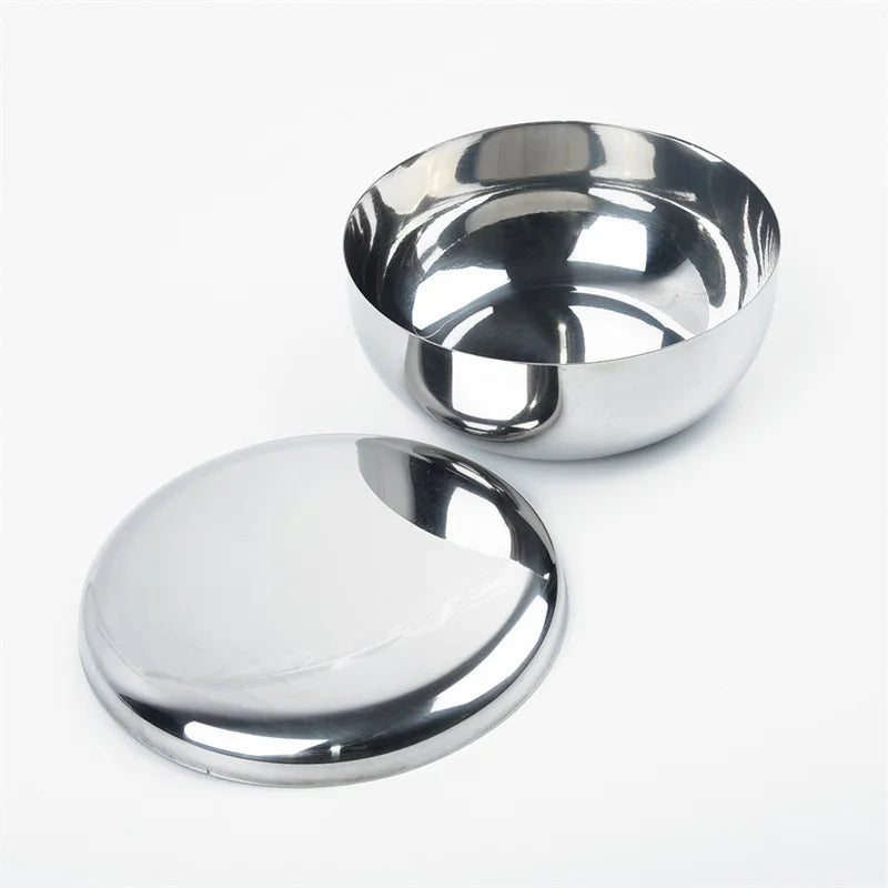 Große Edelstahl Reisschüssel mit Deckel für sicheres Servieren