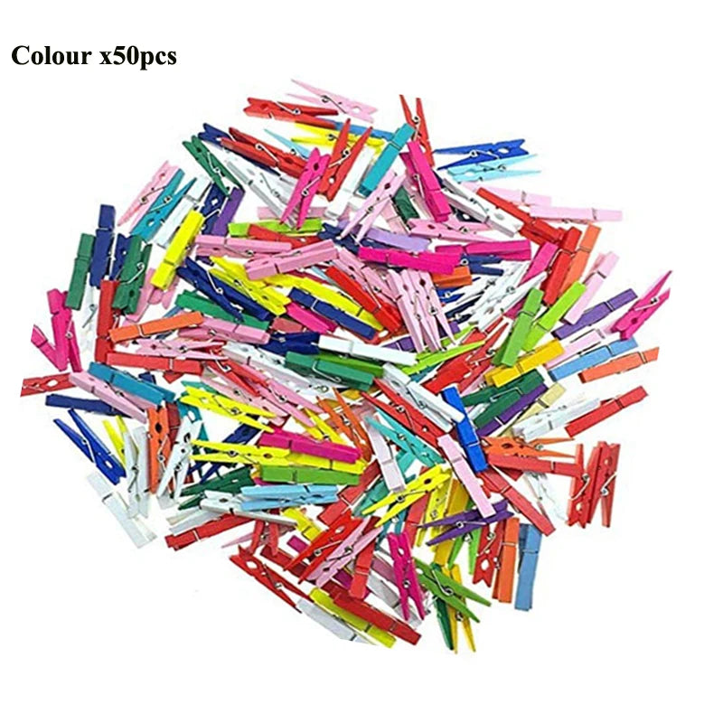 Mini 25mm Holzclips für Fotos & Deko – 50 oder 100 Stück Natur/Mix