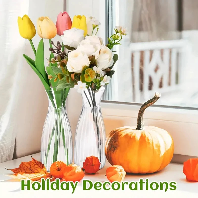 Transparente gestreifte Vasen aus Kunststoff für Dekoration