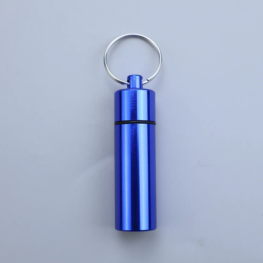 Wasserdichter Aluminium Pillenbehälter mit Schlüsselanhänger klein
