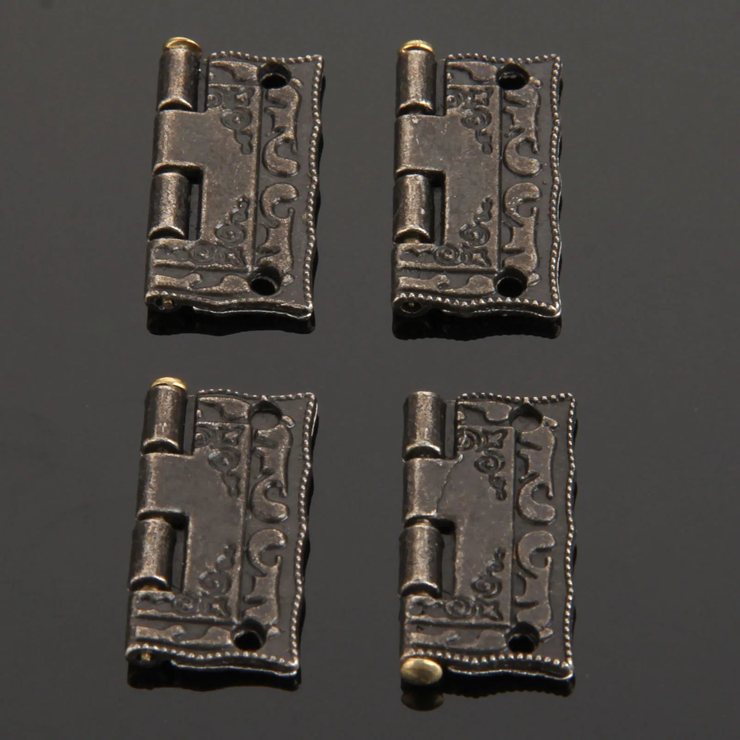 4 Stück Vintage Schrankscharniere antike Bronze Möbelbeschläge mit Schrauben