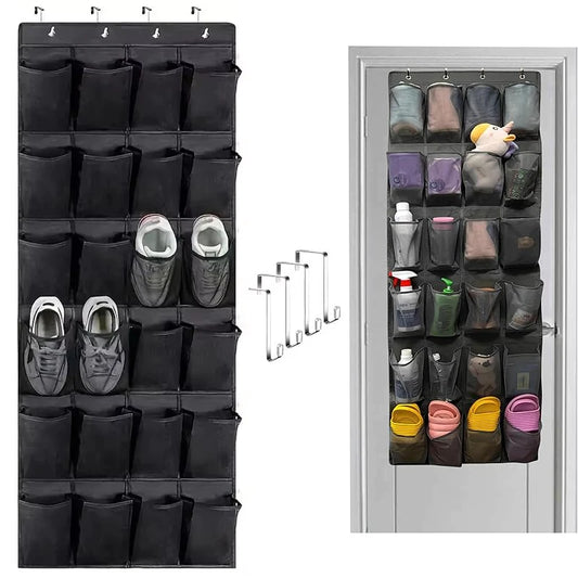 Platzsparender Schuh Organizer mit 24 atmungsaktiven Netztaschen