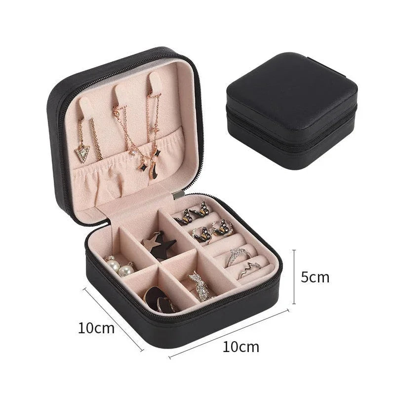 Tragbare Leder Schmuck Organizer für Reisen - Ringe, Ketten, Ohrringe sicher verstauen