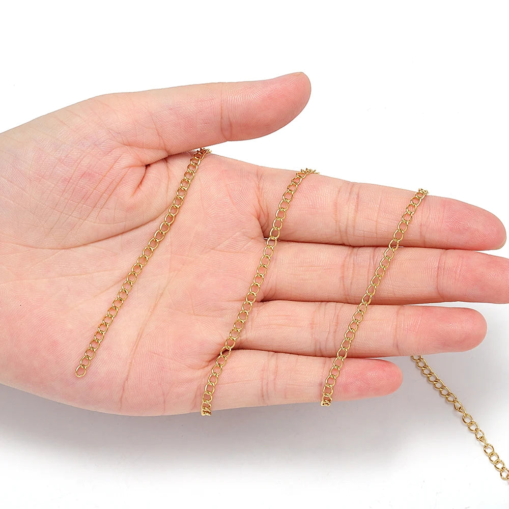 2 Meter Edelstahl Verlängerungskette in Gold, Silber, Stahl-Yabubest - Home & More