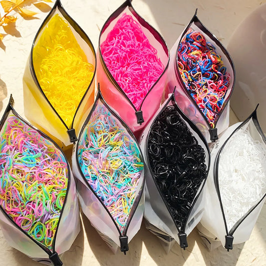 Bunte Einweg Haargummis für Kinder Pferdeschwanz & Zöpfe