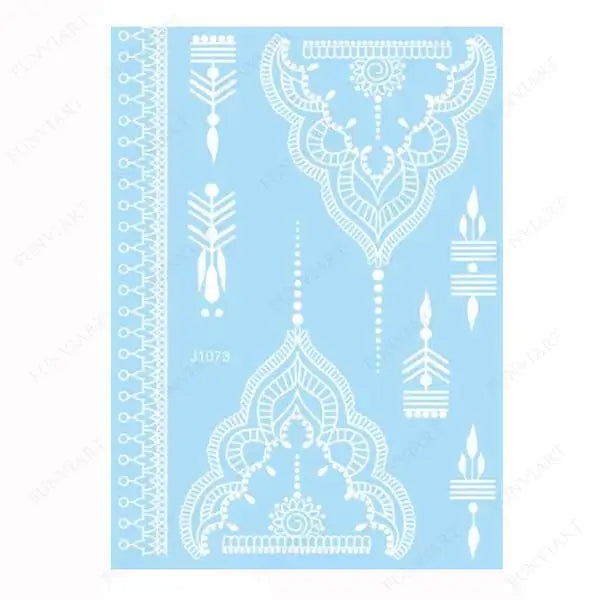 Weiße Henna Temporäre Tattoos für Frauen Hand Mehndi Party Körperkunst