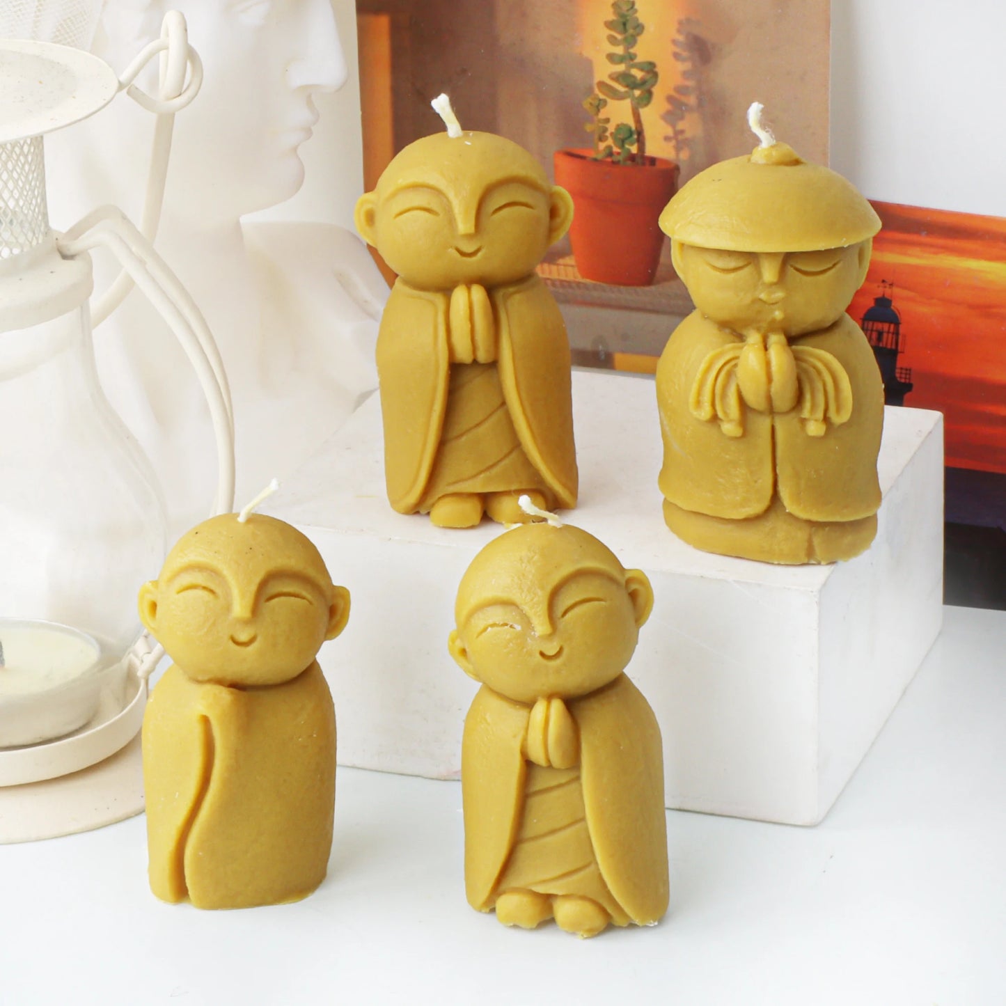 3D Silikon Kerzenform Kleine Buddha Mönch für DIY Dekoration