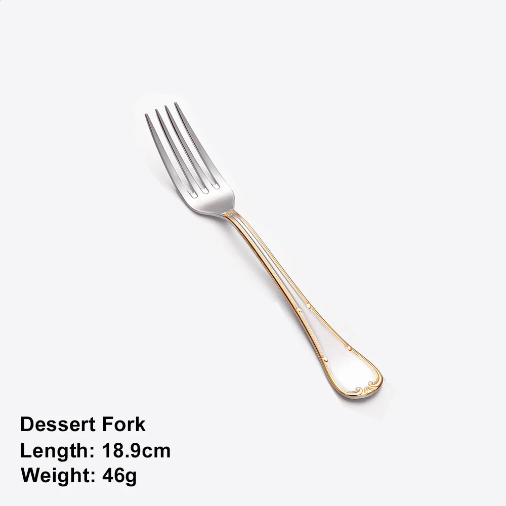 Luxuriöses 4- oder 6-teiliges vergoldetes Besteckset, Edelstahl, spülmaschinenfest