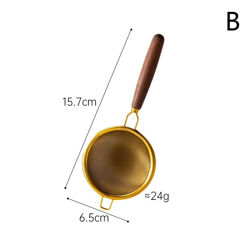 Edelstahl Teesieb mit langem Holzgriff Wiederverwendbarer Tee Filter