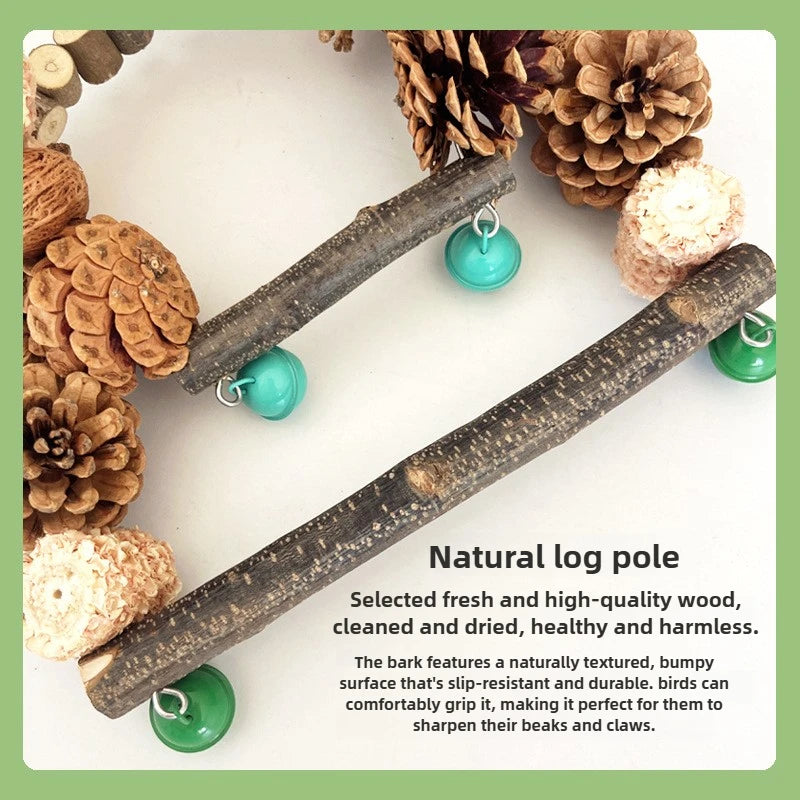 Natürliche Papageienschaukel mit Kauspielzeug Set für Vögel Holzspielzeug